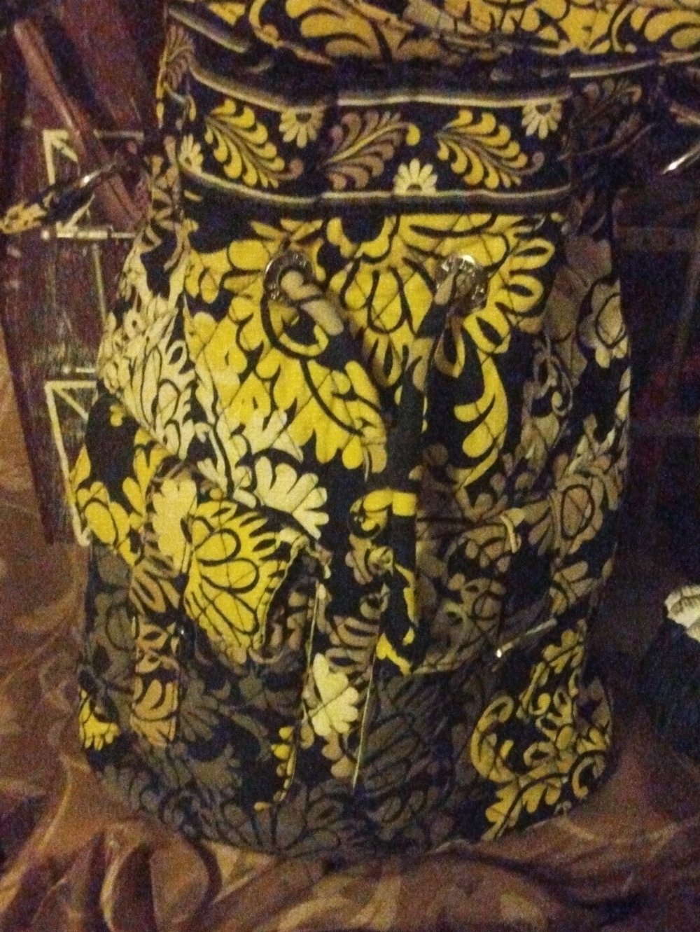 Vera Bradley Yellow and Black Floral Hobo Bag